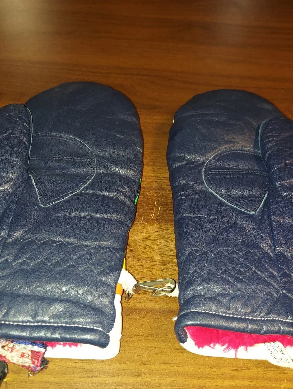 Aris Vintage Leather Skiing Mittens. Ladies Large.